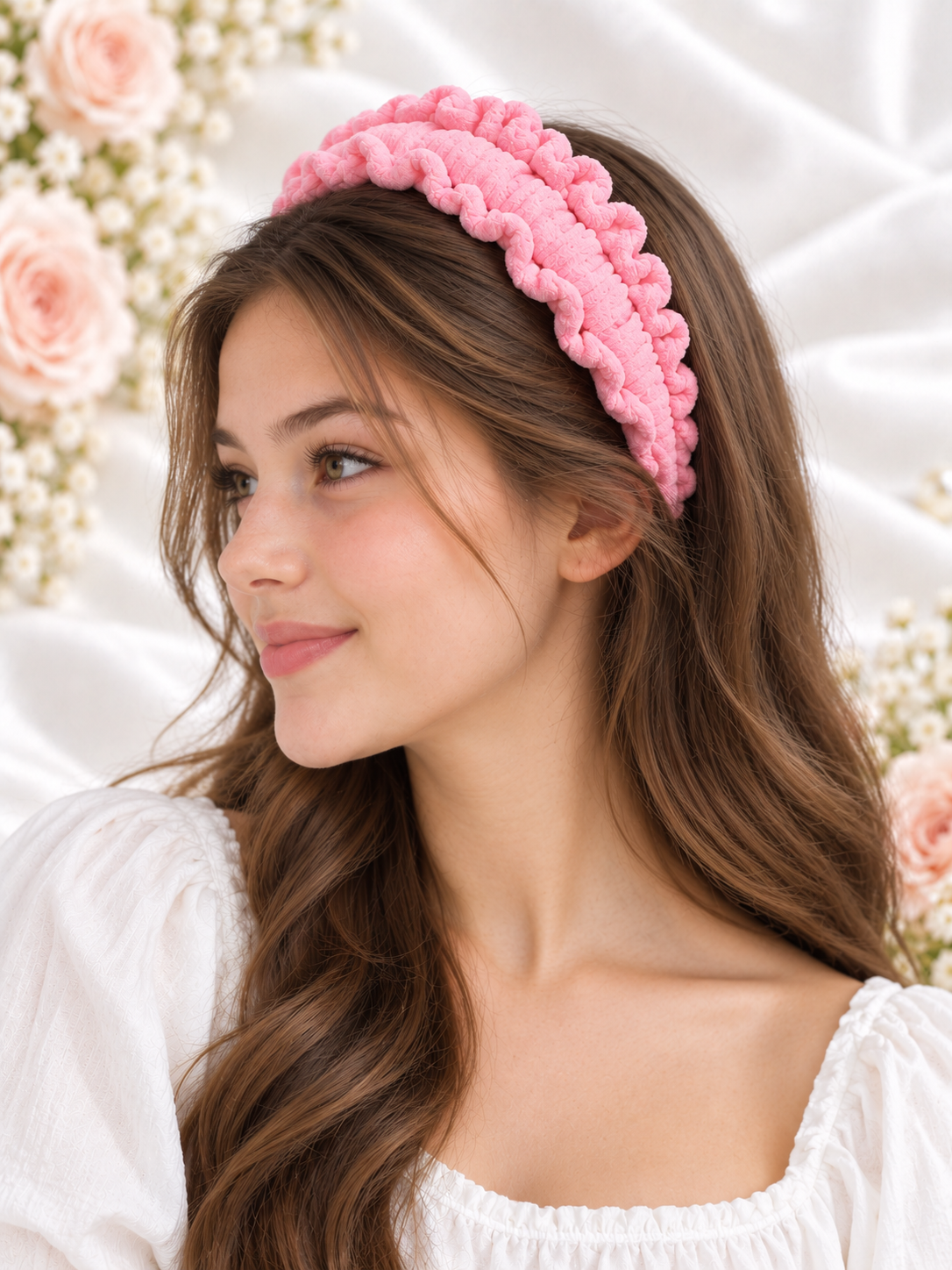 Pink Ruffle Headband – Handmade