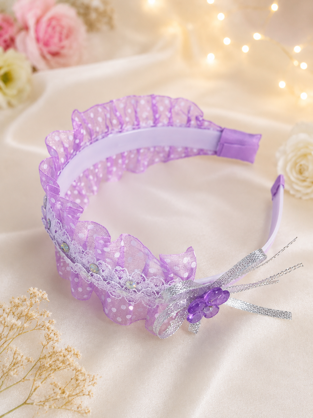 Lavender Lace Ruffle Headband