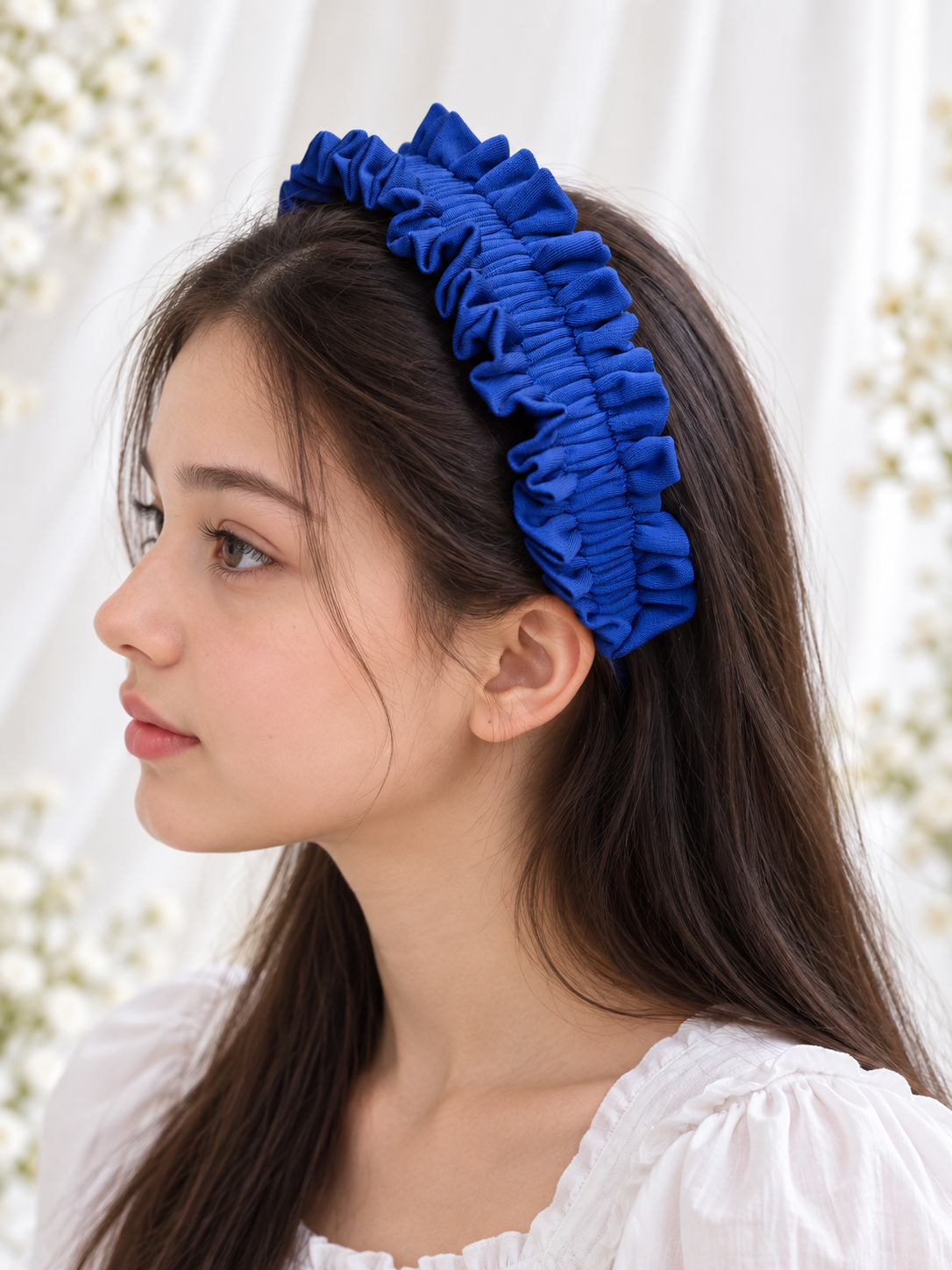 Royal Blue Ruffle Headband – Handmade