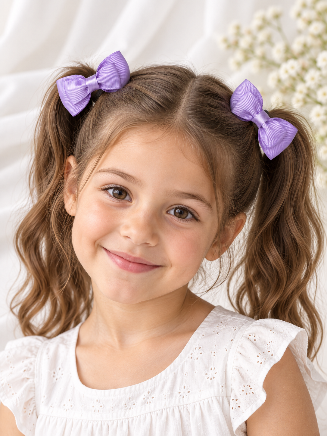 Lavender Double-Layer Bow Hair Ties – Set of 2
