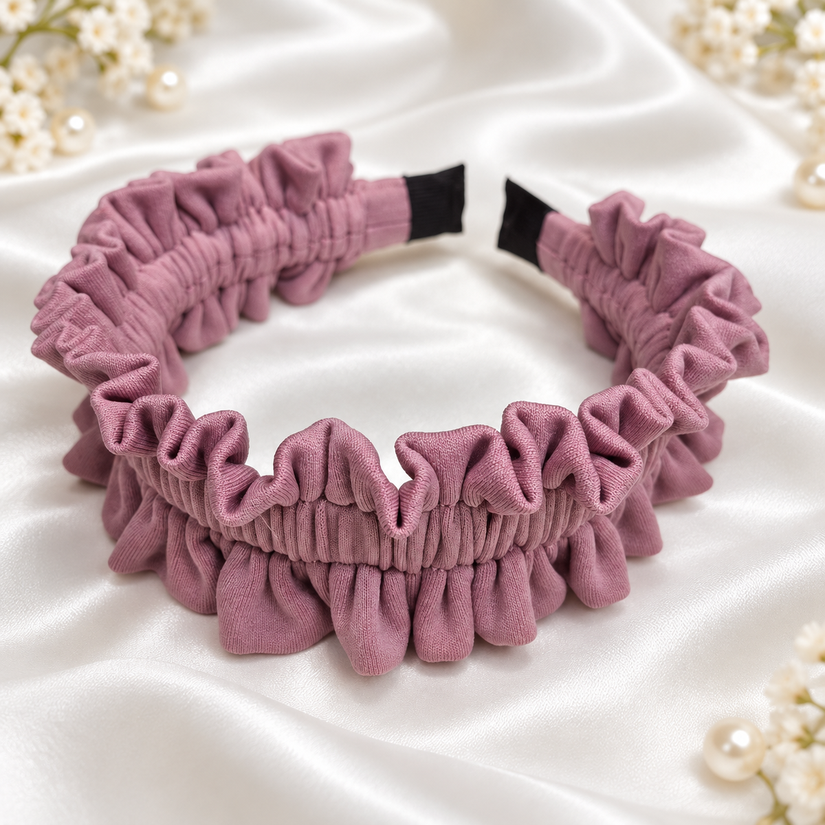 Mauve Ruffle Headband – Handmade