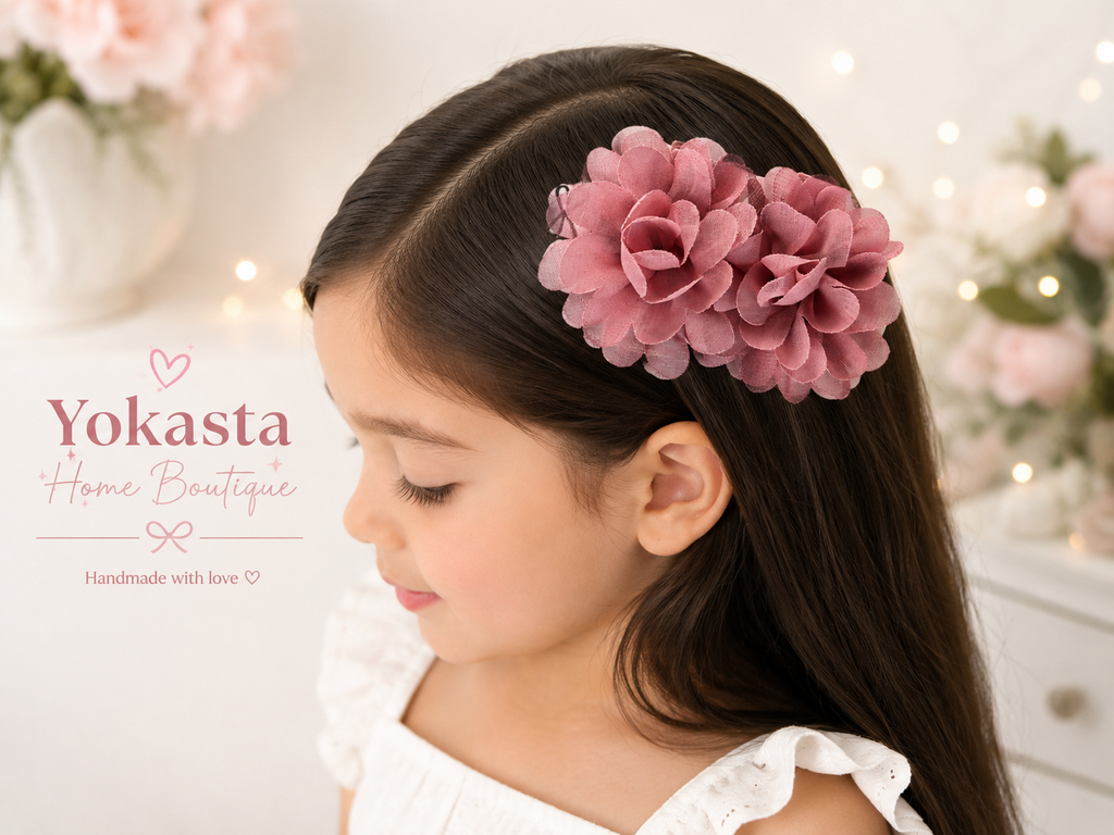 Dusty Rose Floral Hair Clip