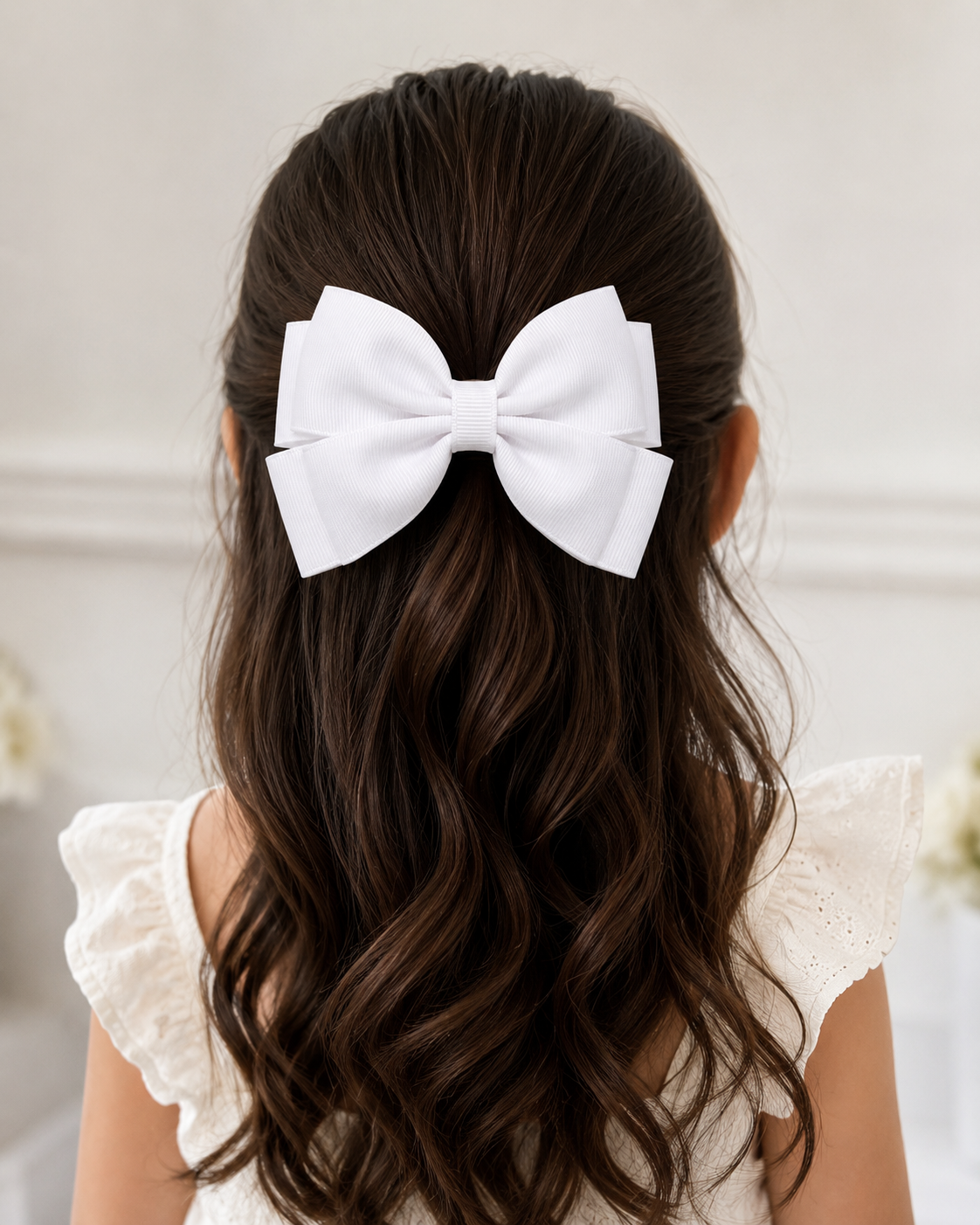 Classic White Grosgrain Hair Bow