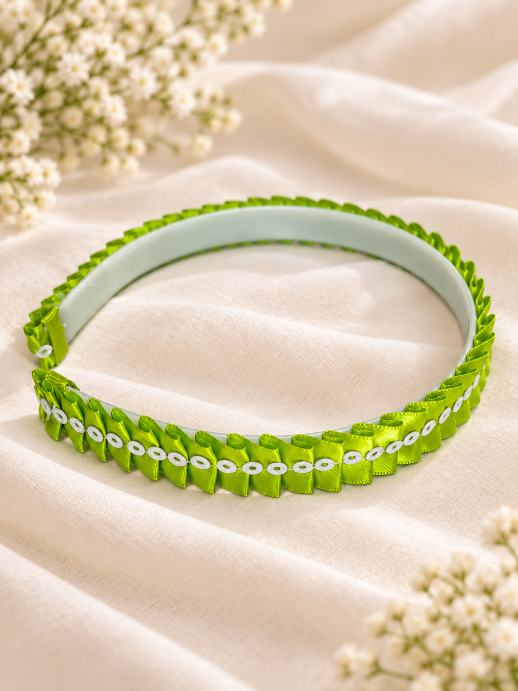 Lime Green & Light Blue Handmade Woven Headband