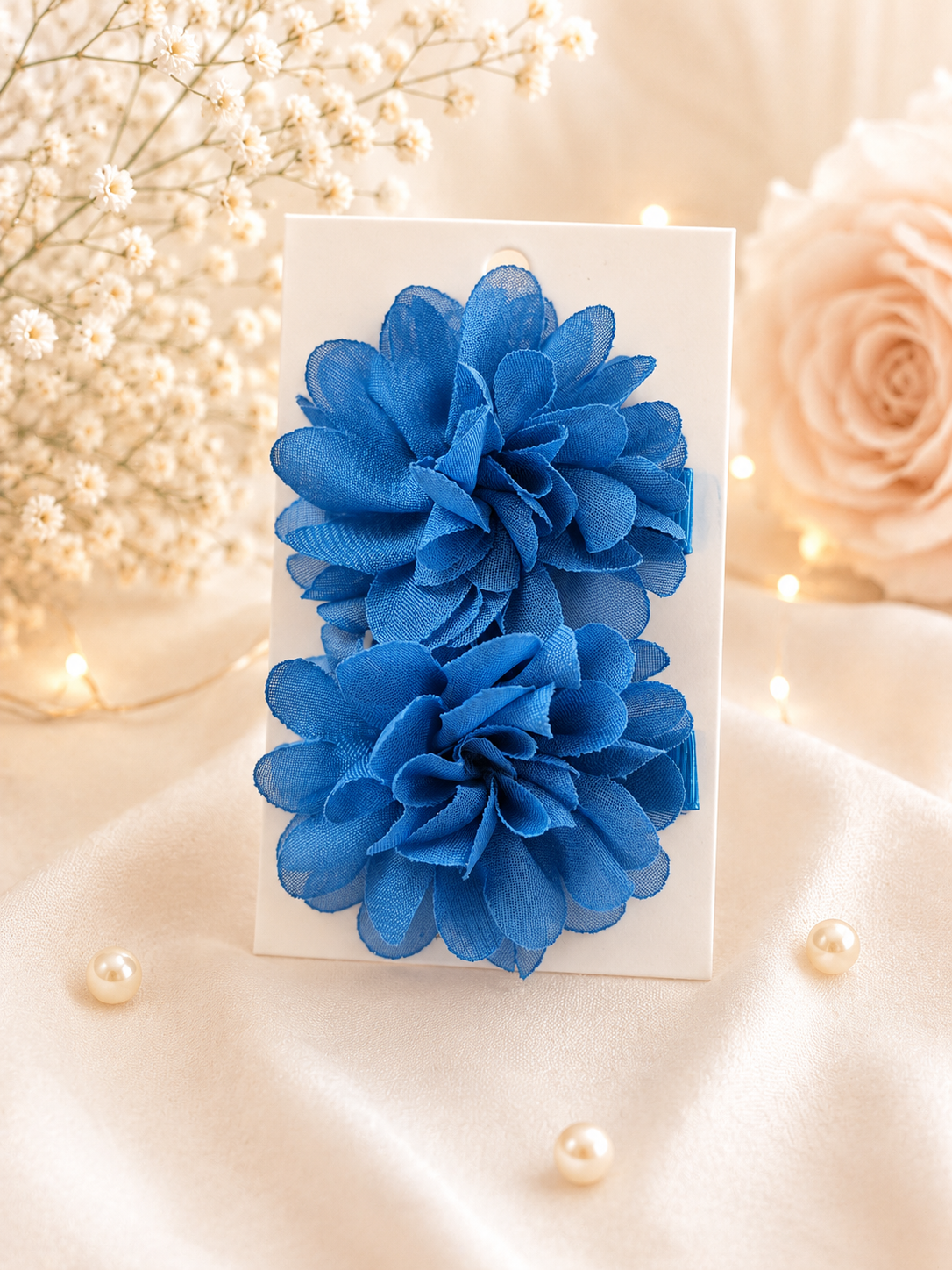 Royal Blue Floral Hair Clip Set