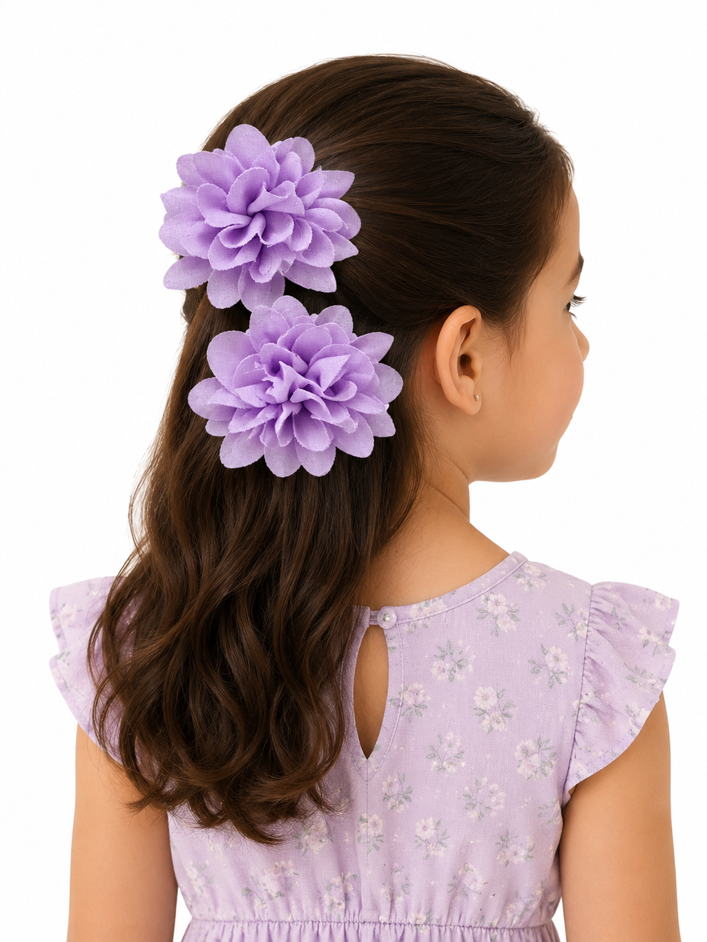 Lavender Fabric Flower Hair Clips – Set of 2