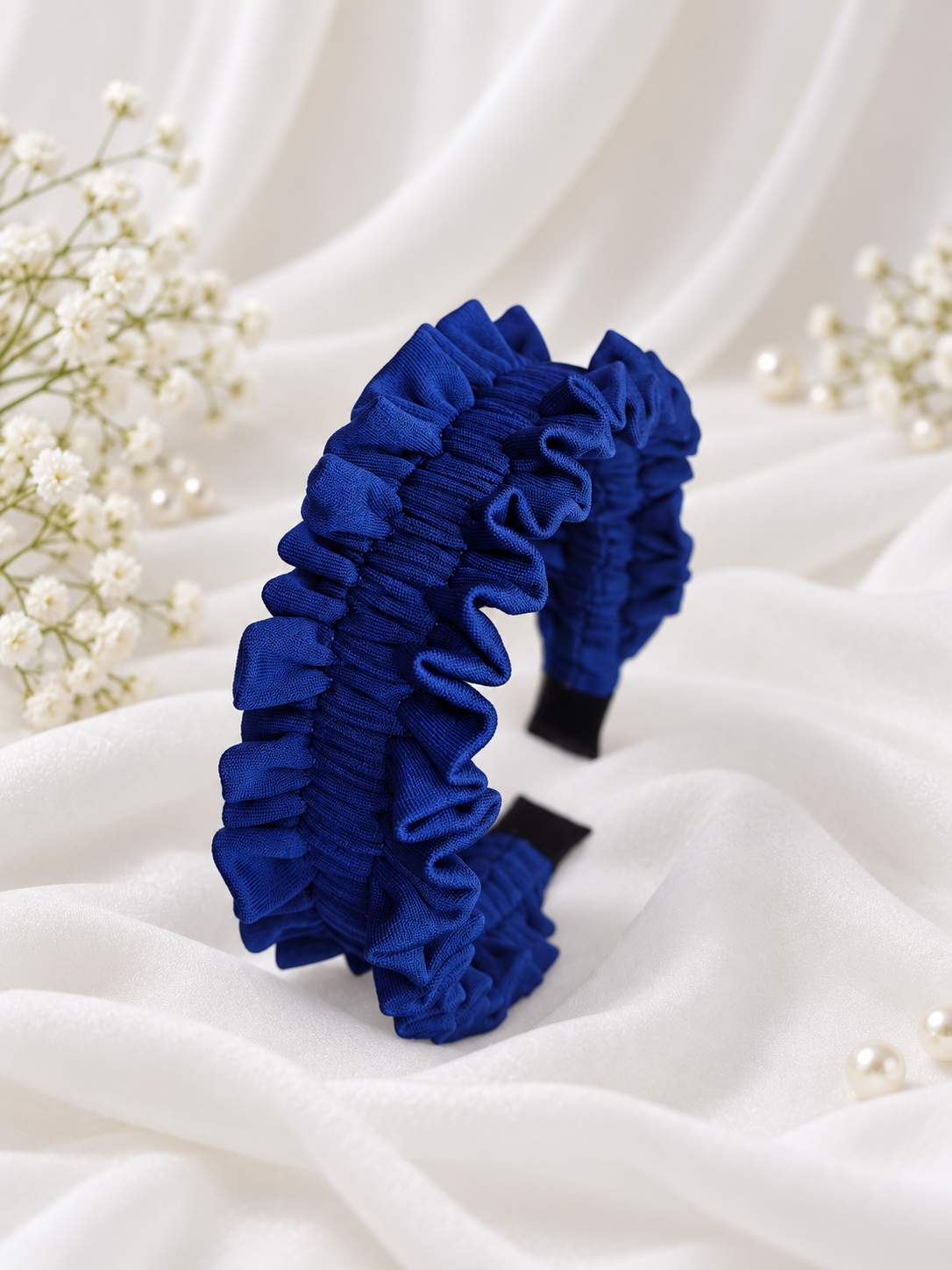 Royal Blue Ruffle Headband – Handmade
