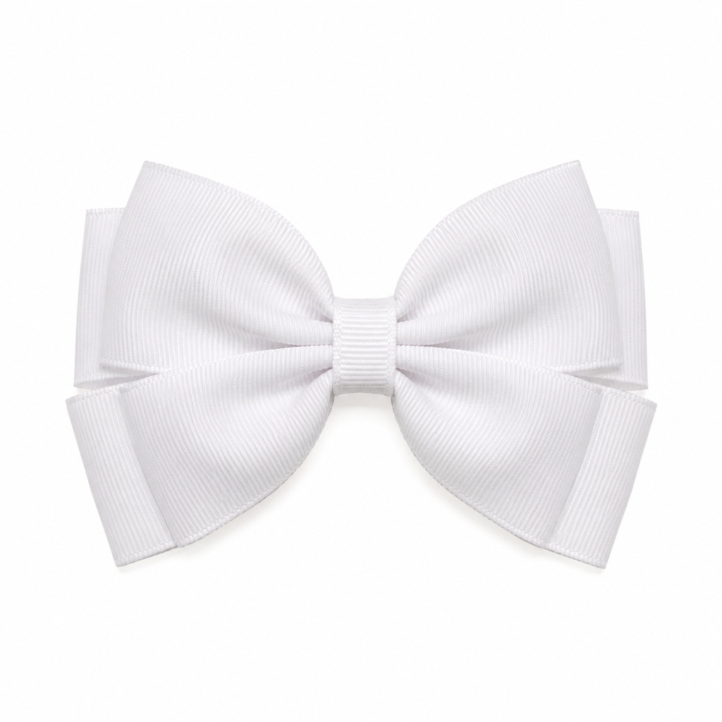 Classic White Grosgrain Hair Bow