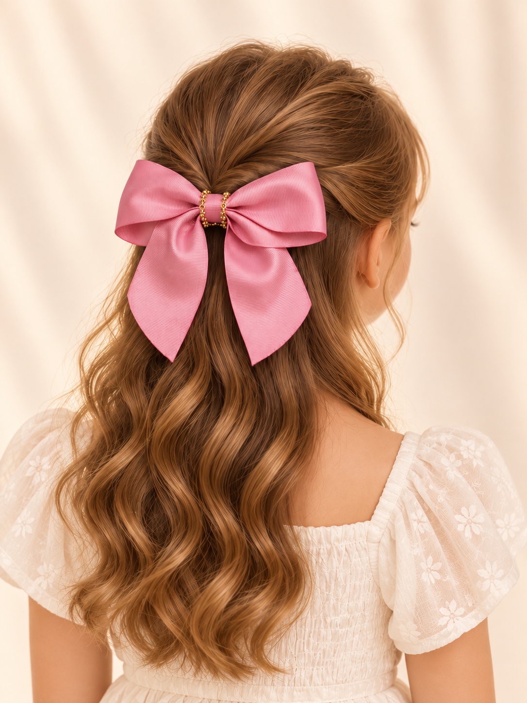 Juego de 2 lazos para el pelo con cintas largas – Rosa y mostaza