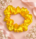 Golden Yellow Satin Scrunchie – Handmade Hair Accessory