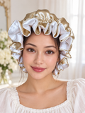 Champagne & White Reversible Satin Bonnet