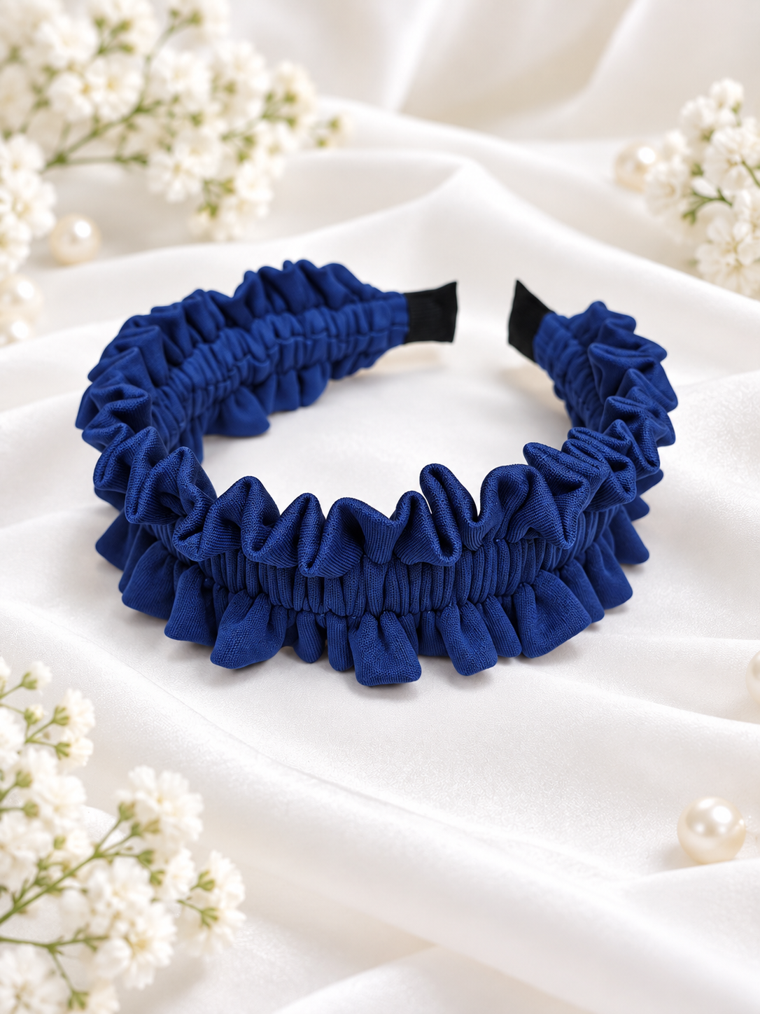 Royal Blue Ruffle Headband – Handmade
