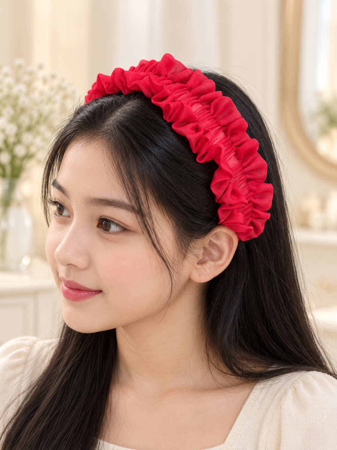 Red Ruffled Headband