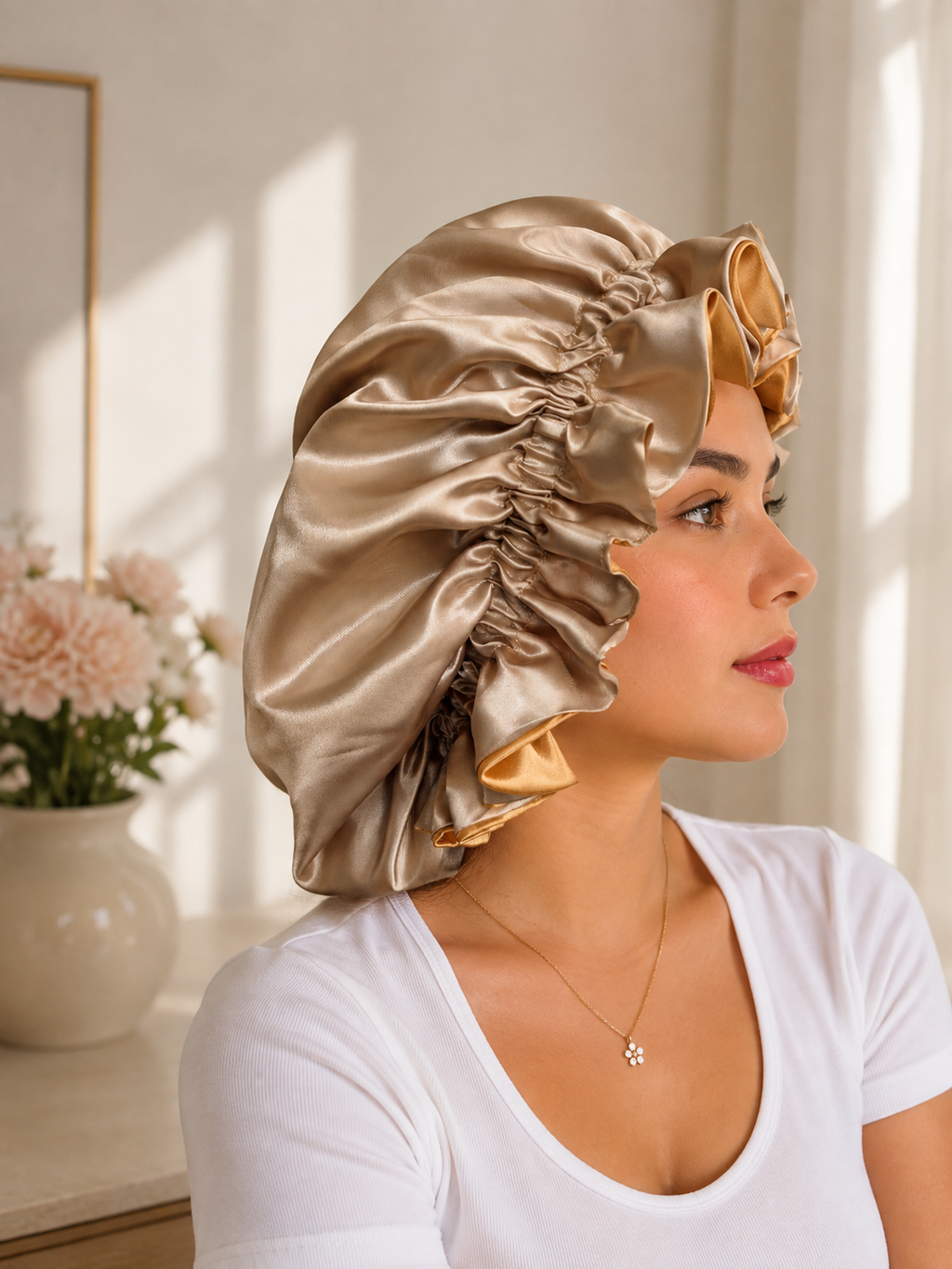 Gorro de satén de doble capa Golden Glow