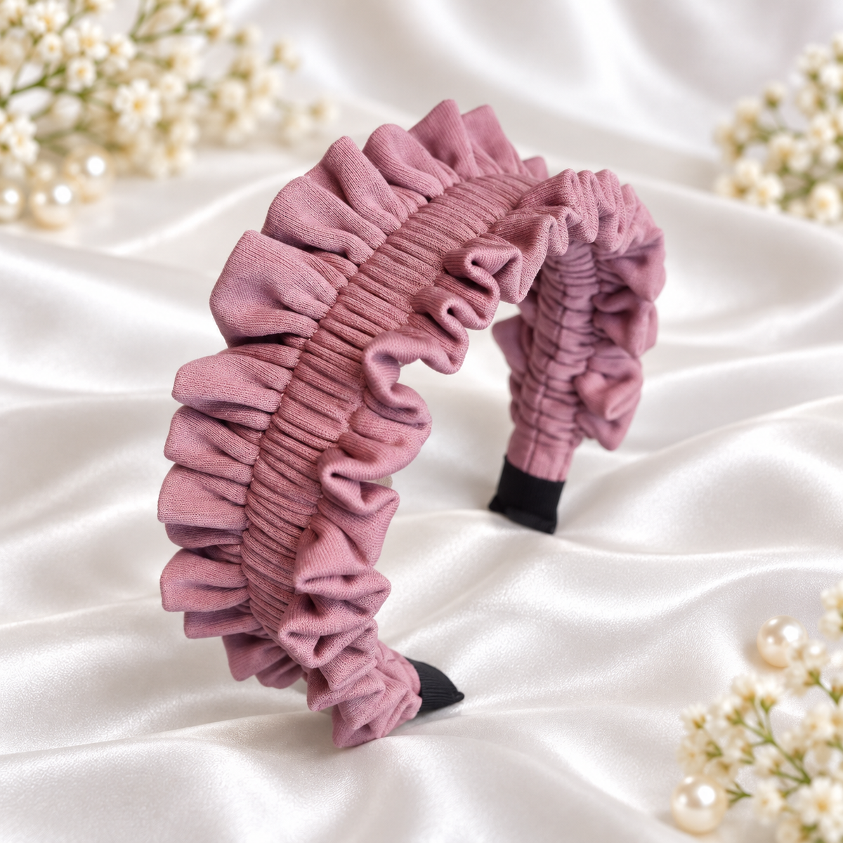 Mauve Ruffle Headband – Handmade