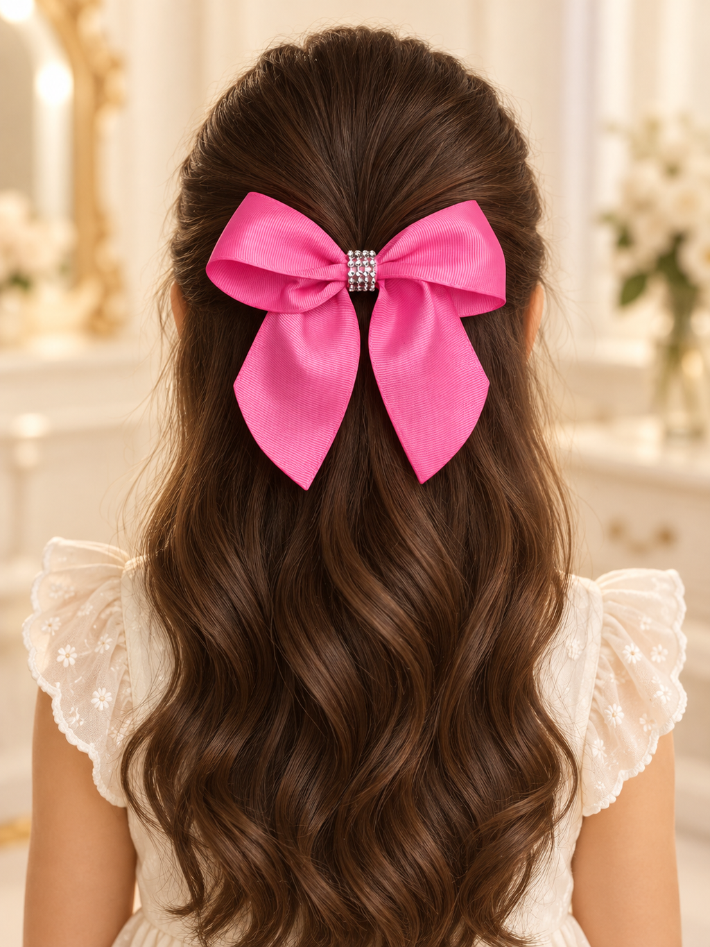 Set de lazos rosa y dorado mostaza – 2 lazos para el pelo hechos a mano en grosgrain