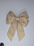 Elegant Layered Grosgrain Bow – Champagne Beige