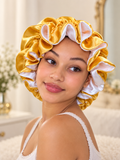 Reversible Satin Bonnet – Gold & White