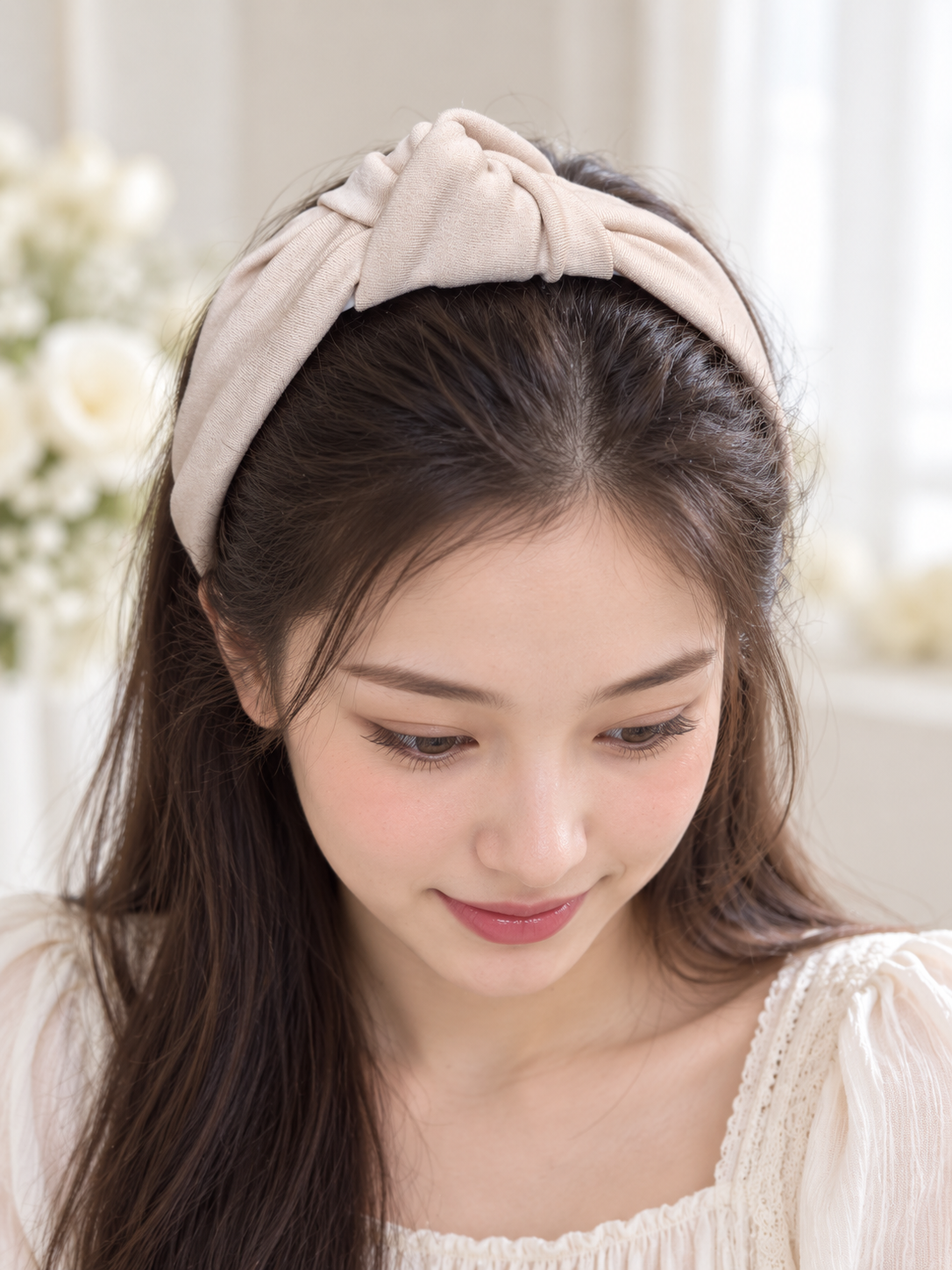 Beige Elegance Knotted Headband